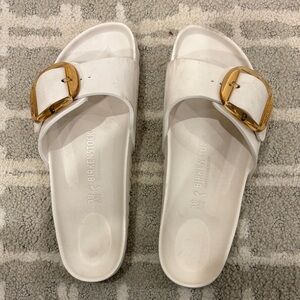 Birkenstock Madrid White waterproof Sandals with Gold Buckle
